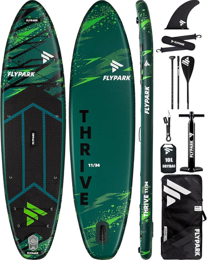 Flypark 11'x34 Inflatable Stand Up Paddle Boards, Thrive Green
