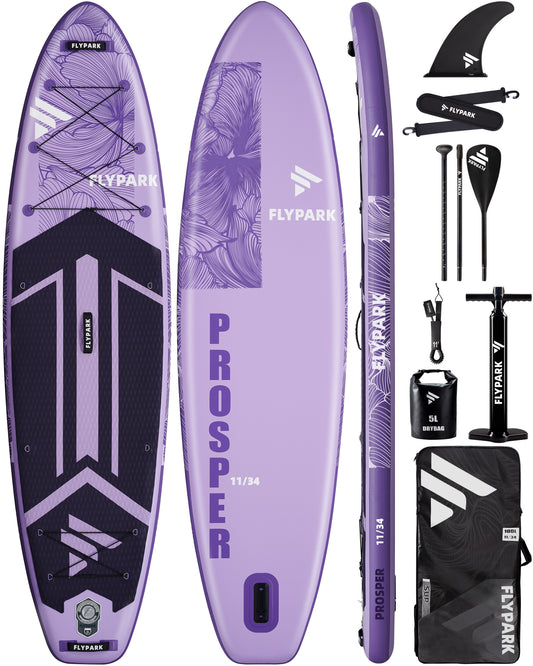 Flypark 11'x34 Inflatable Stand Up Paddle Boards, Prosper Purple