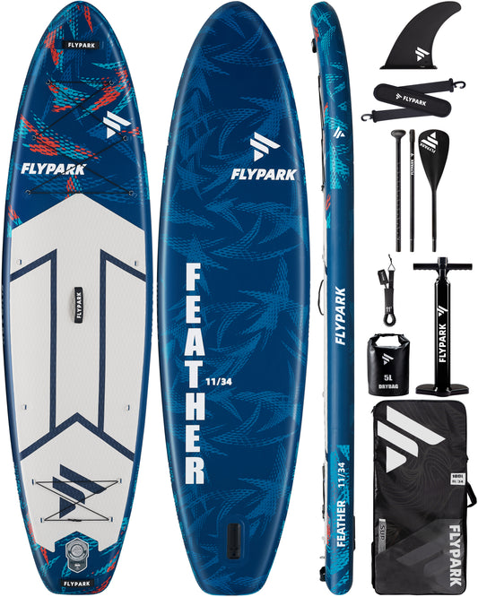 Flypark 11'x34 Inflatable Stand Up Paddle Boards, Feather Blue
