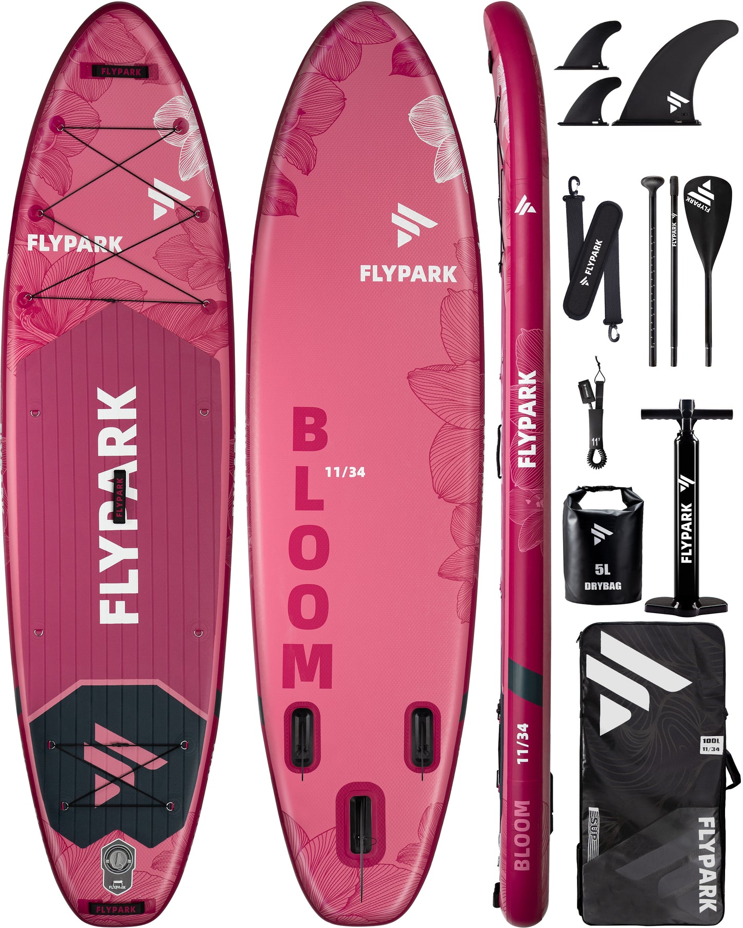 Flypark 11'x34 Inflatable Paddle Boards, Bloom Pink