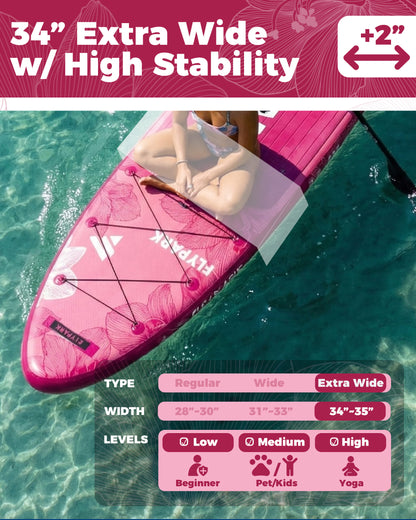 Flypark 11'x34 Inflatable Paddle Boards, Bloom Pink