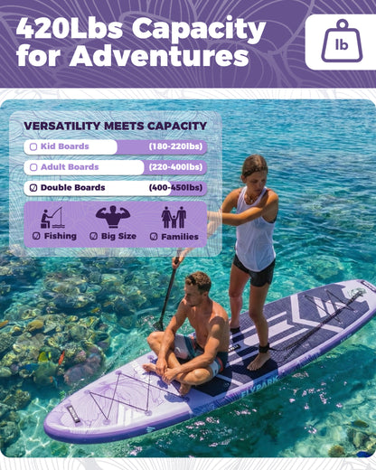 Flypark 11'x34 Inflatable Stand Up Paddle Boards, Prosper Purple