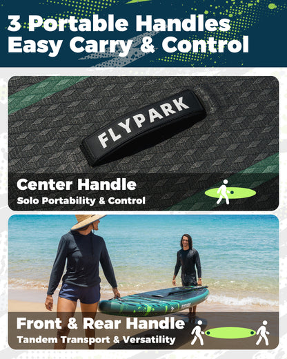Flypark 11'x34 Inflatable Stand Up Paddle Boards, Thrive Green