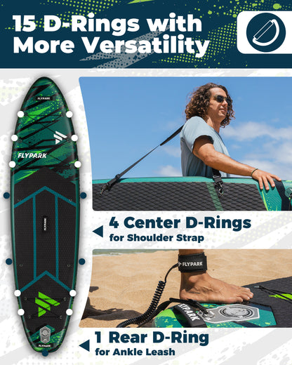 Flypark 11'x34 Inflatable Stand Up Paddle Boards, Thrive Green