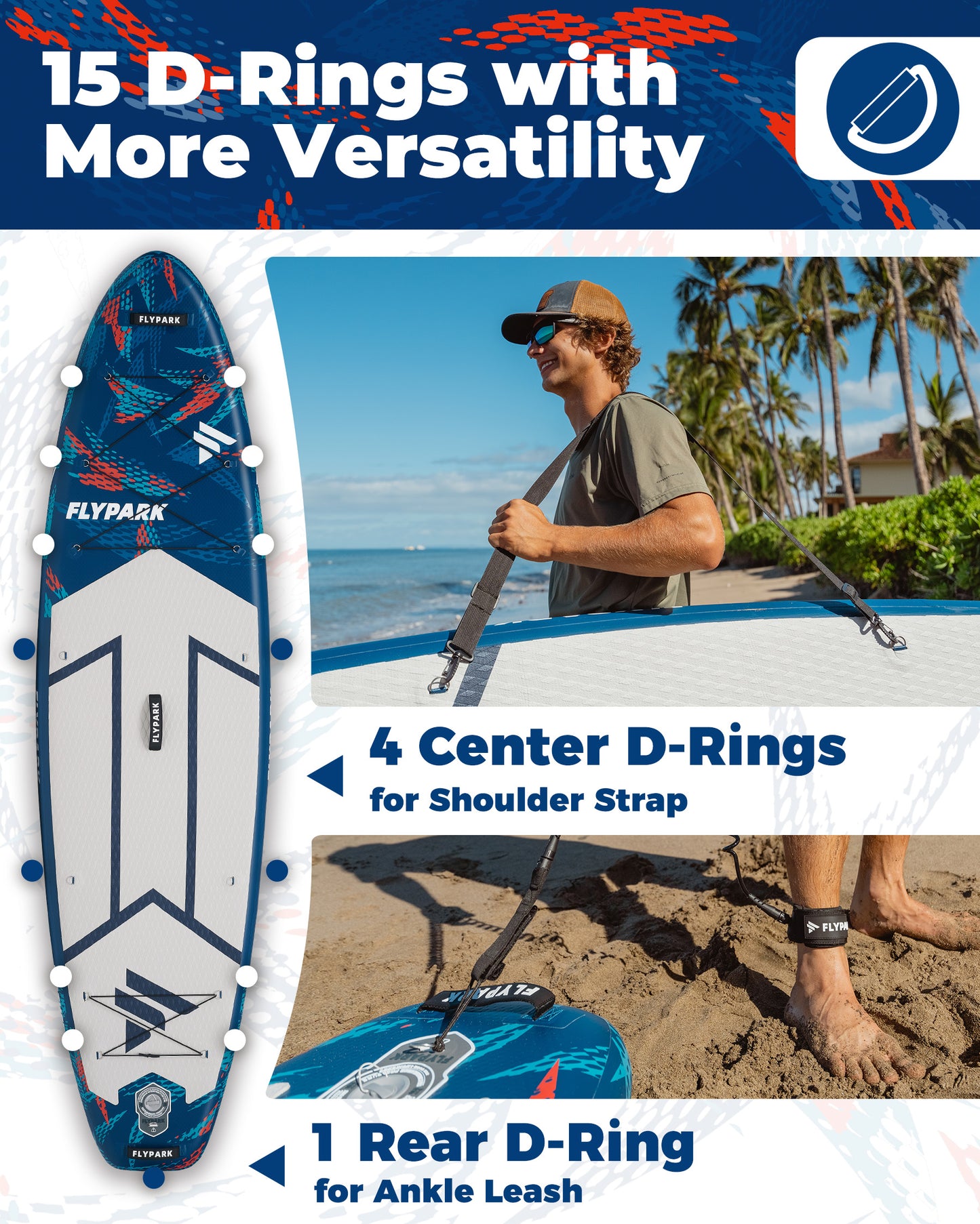 Flypark 11'x34 Inflatable Stand Up Paddle Boards, Feather Blue